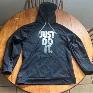 NIKE JUST DO IT PULLOVER DRI-FIT HOODIE BLACK MENS SIZE Large